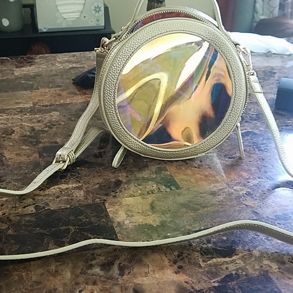 Halgraphic circular purse.